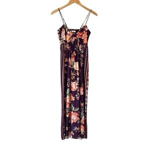 Maaji Della Maxi Dress M purple vintage floral print viscose beachy boho NWT
